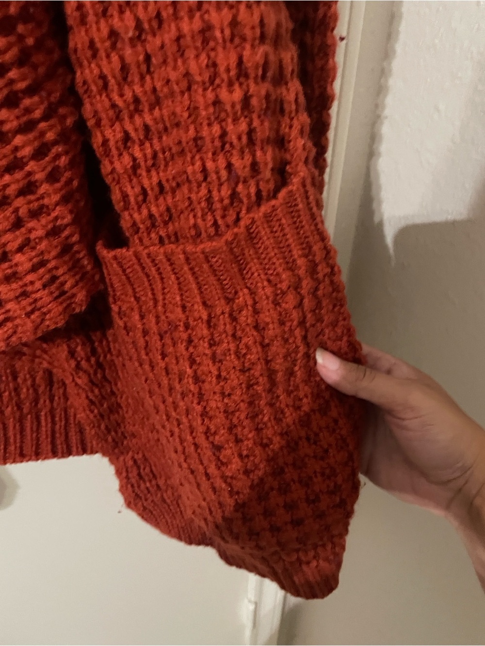 THML Anthropologie Rust Oversized Chunky Knit Cardigan S - Picture 7 of 7